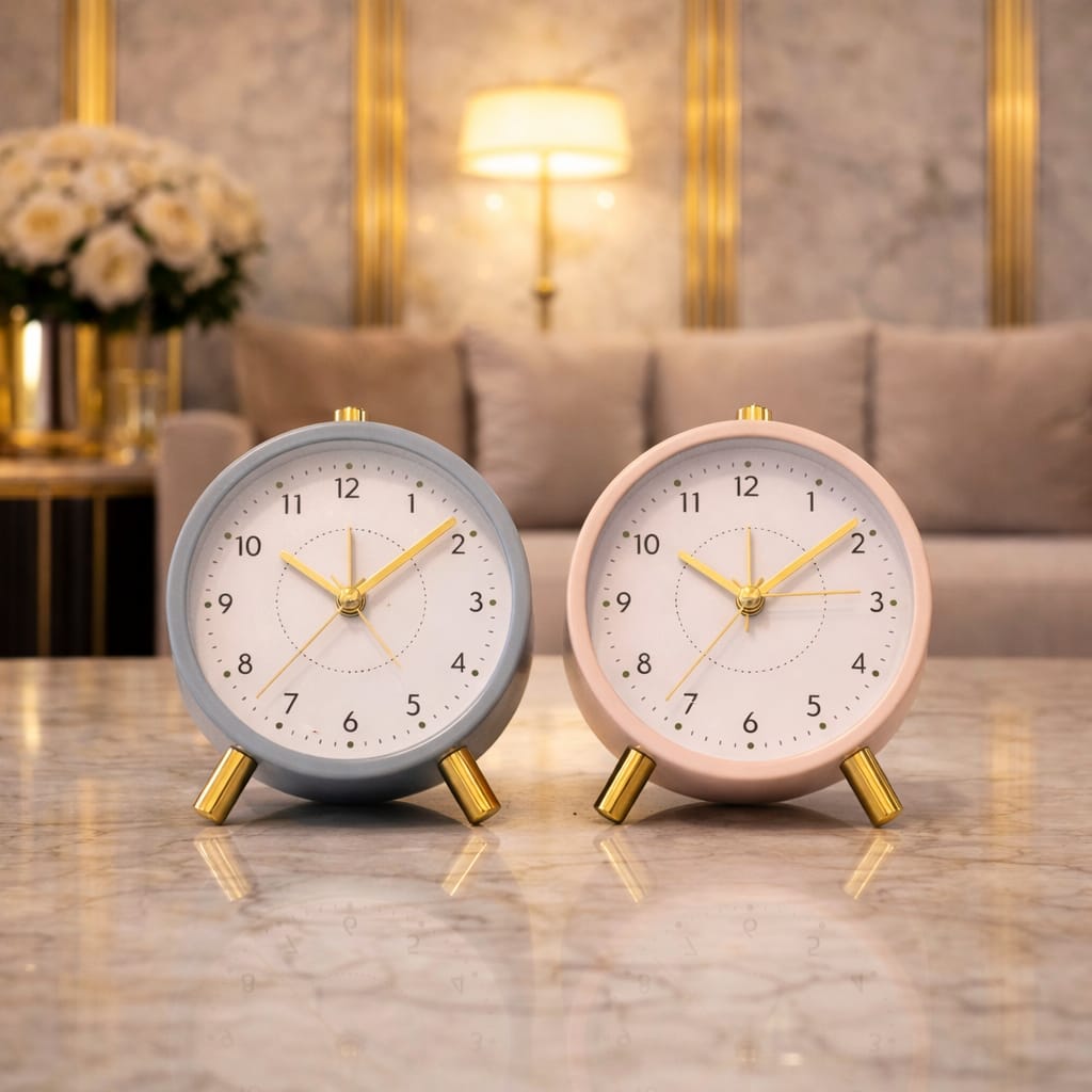 Modern Analog Table Clocks with Metal Stand