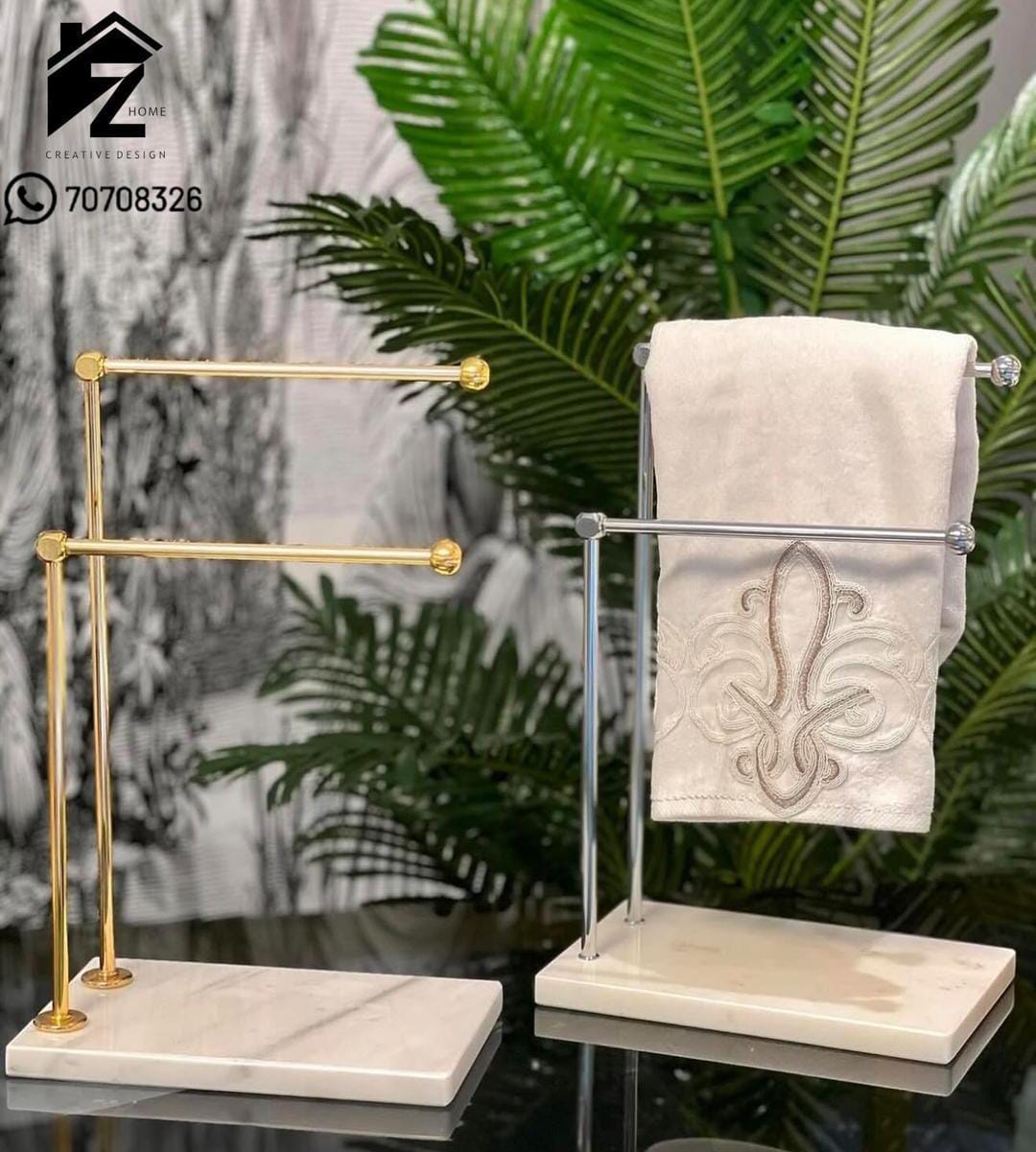 Towel stand with base marble