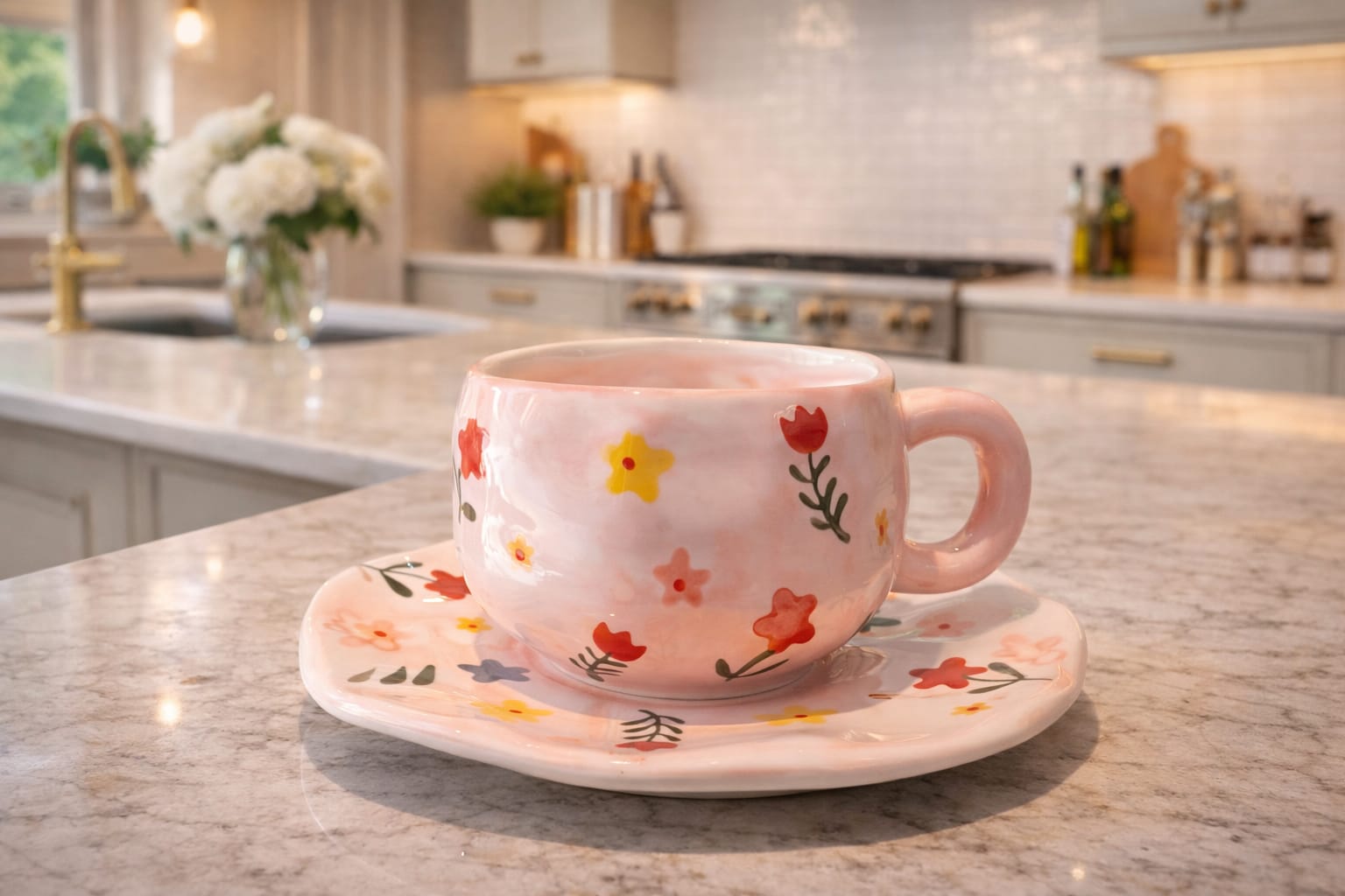 Colorful Mugs with Saucers - Image 3