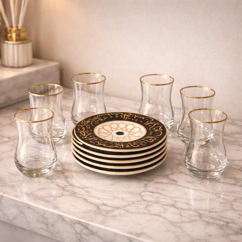 Set of 6 tea cups with saucers