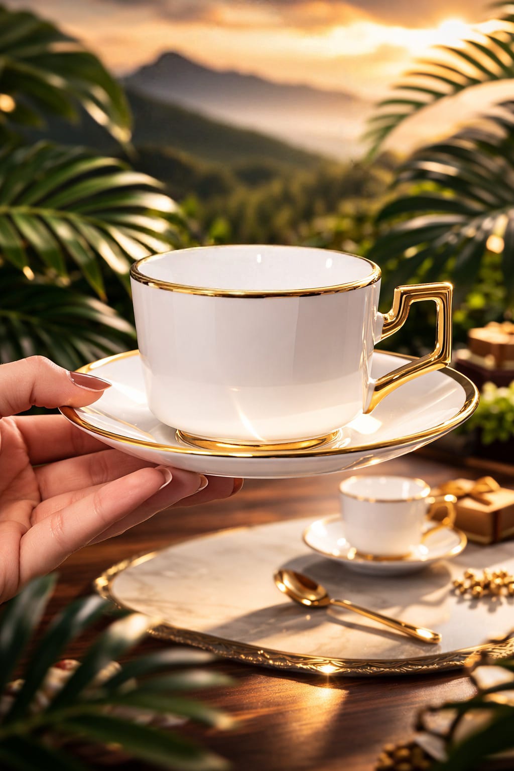 Elegant white coffee cup