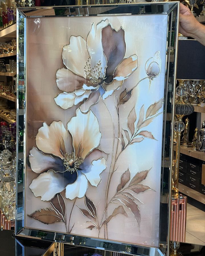 Beige flowers art board