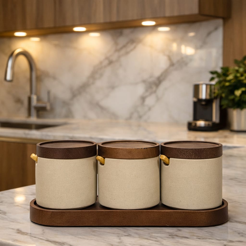 Ceramic jars set of 3