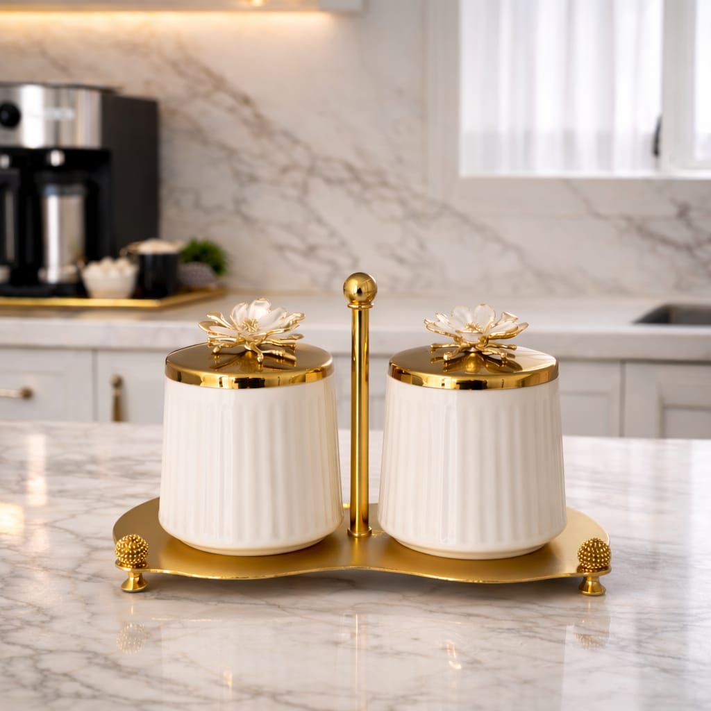 White glass spice jars