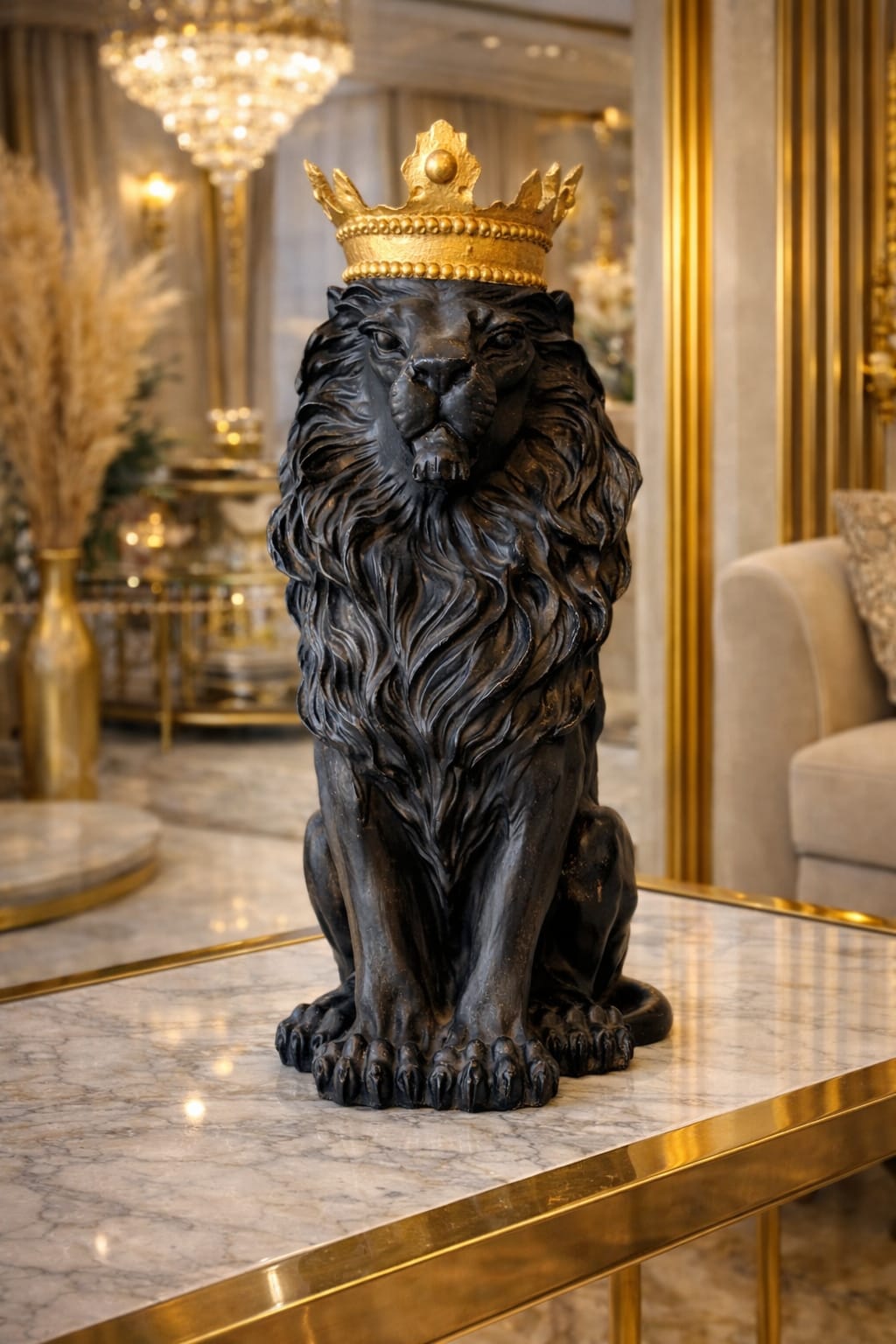 A black lion figurine