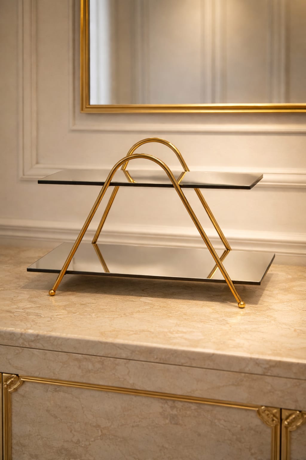 Two-tier triangle-shaped mirror tray