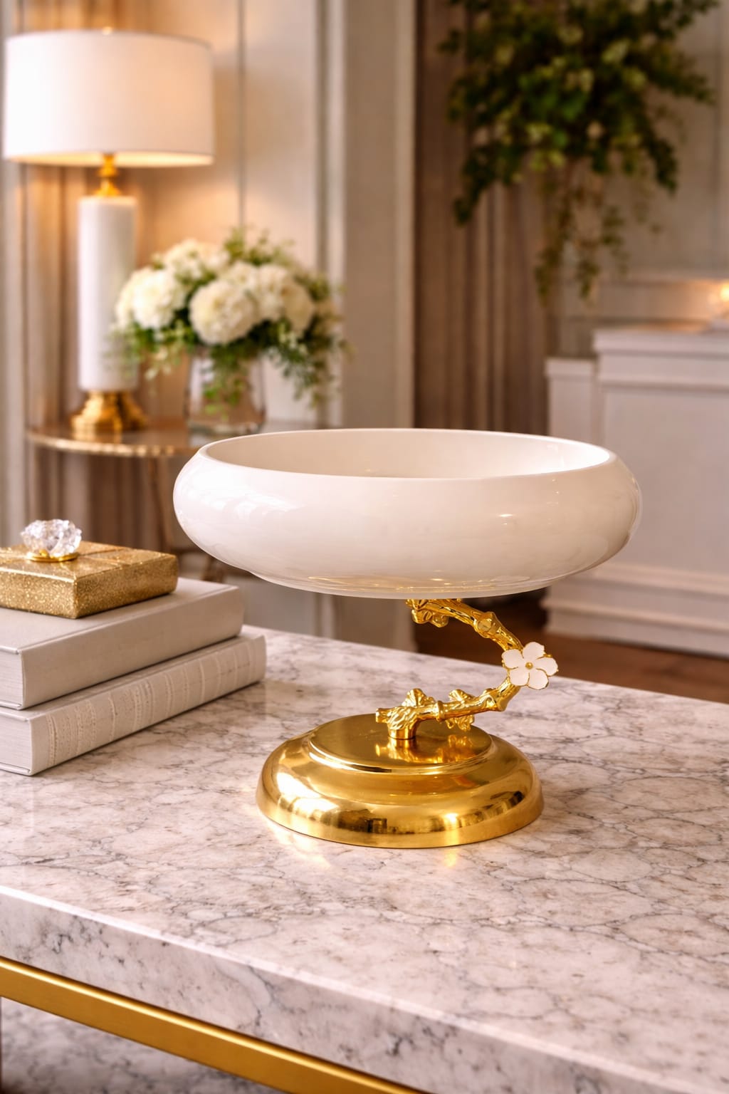 Deep bowl with gold base