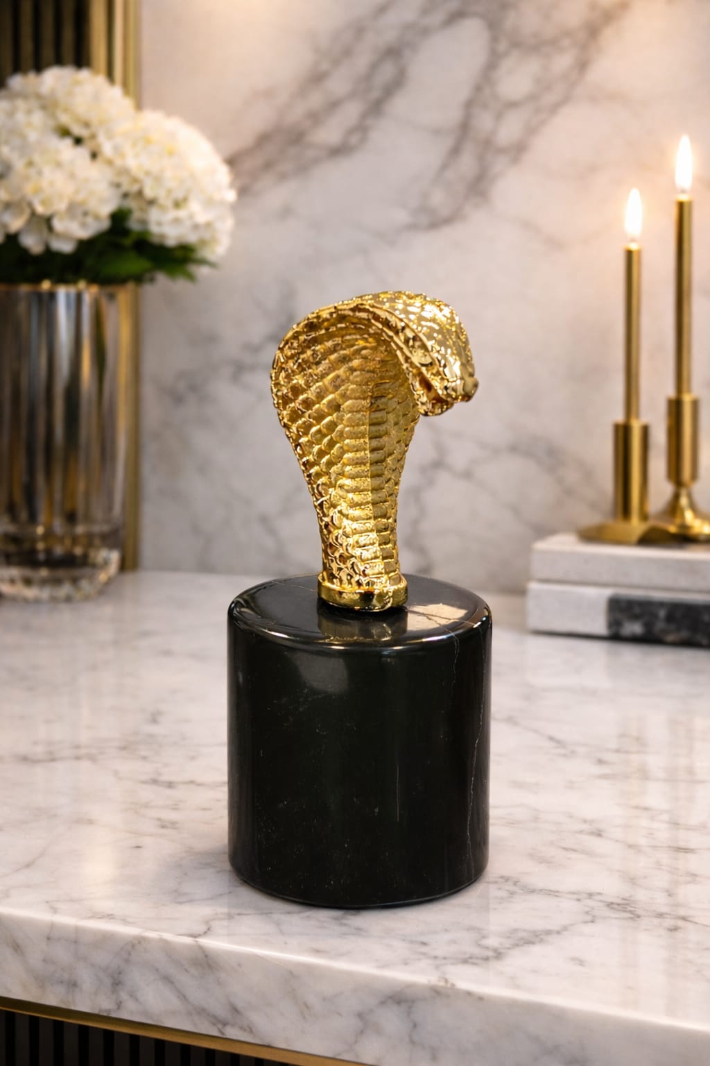Snake gold black base marble