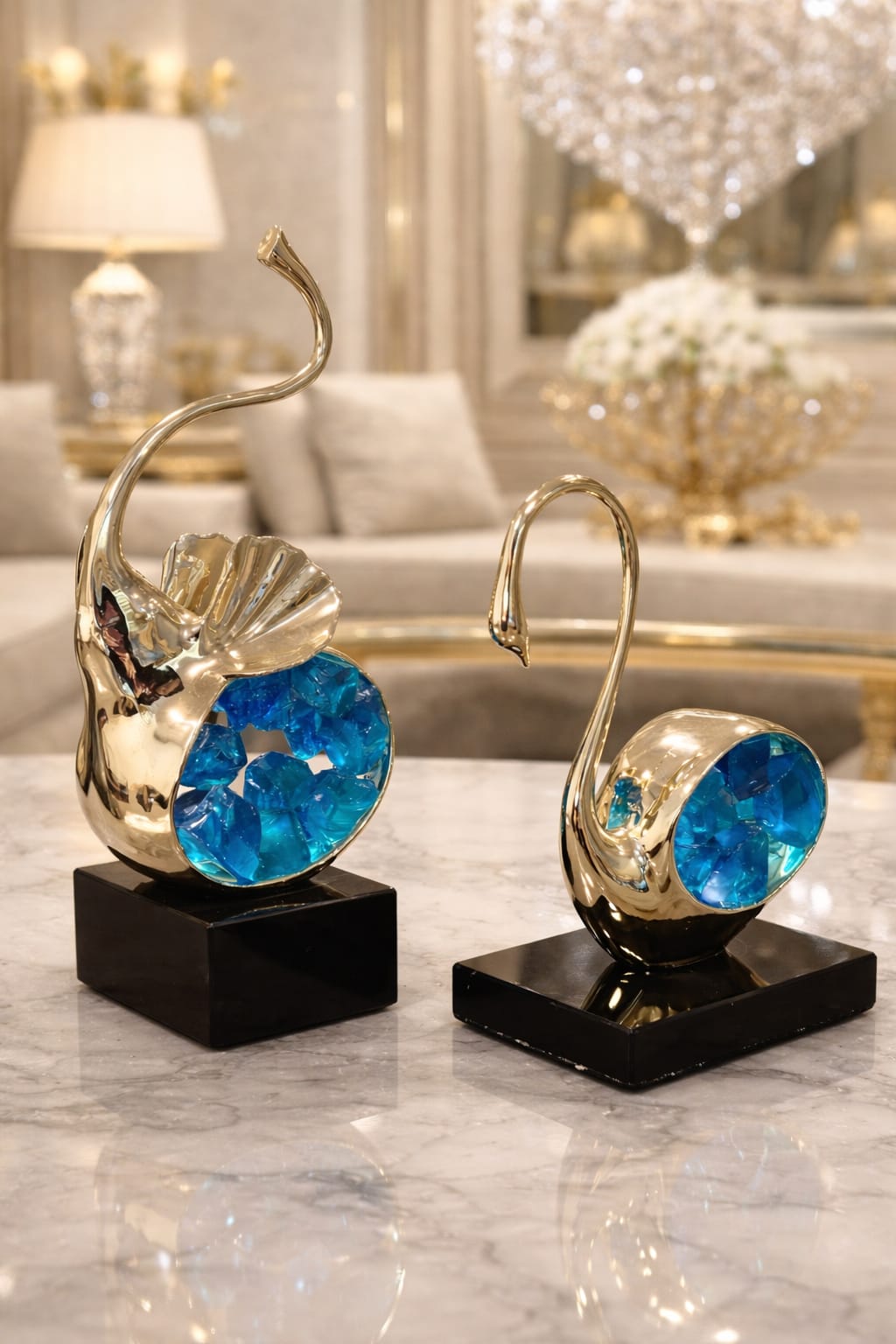 Big duck with stone blue