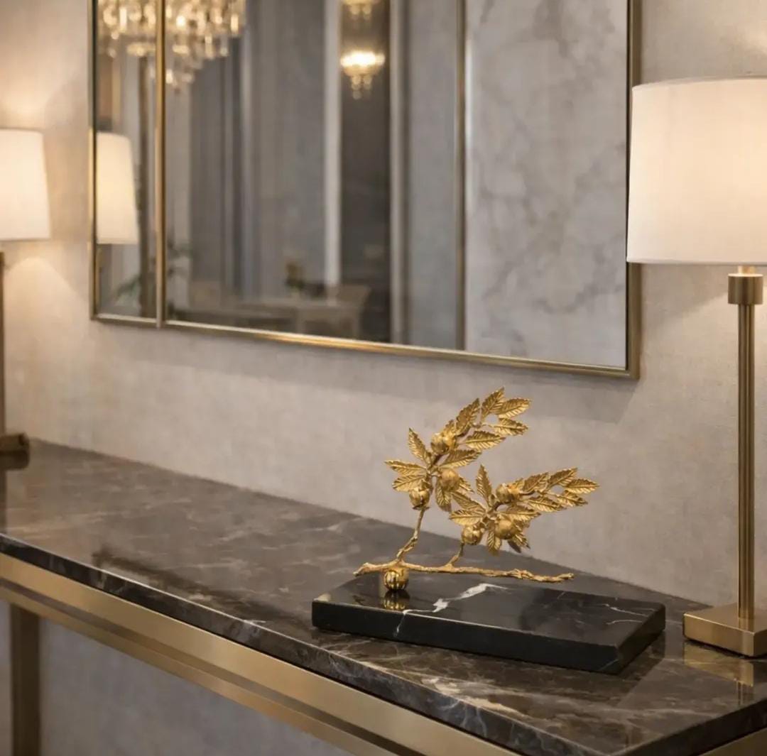 Tree gold on rectangular black marble base