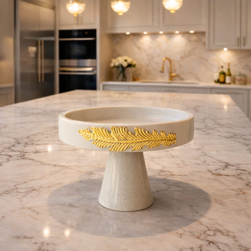 Marble bowl with a leaf