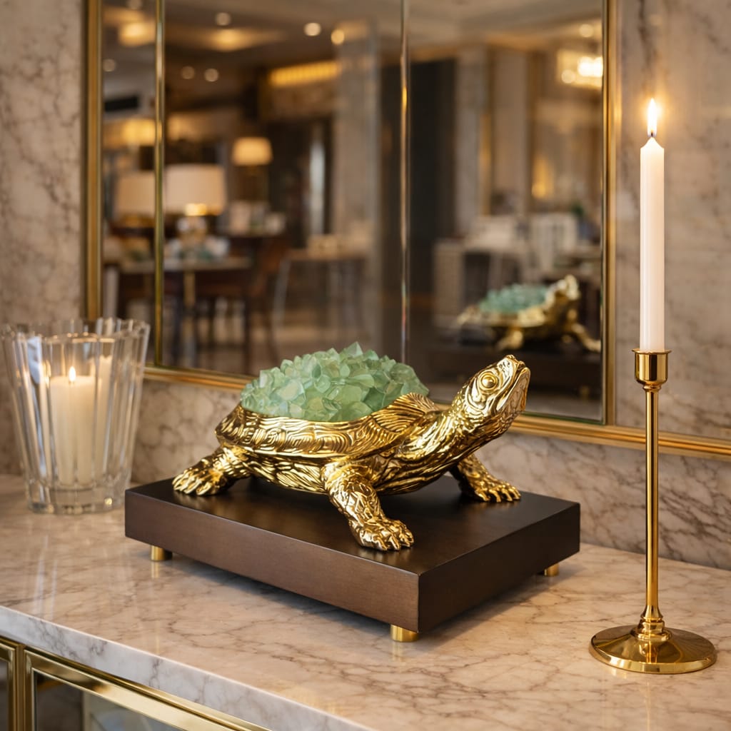 Turtle green on wood base