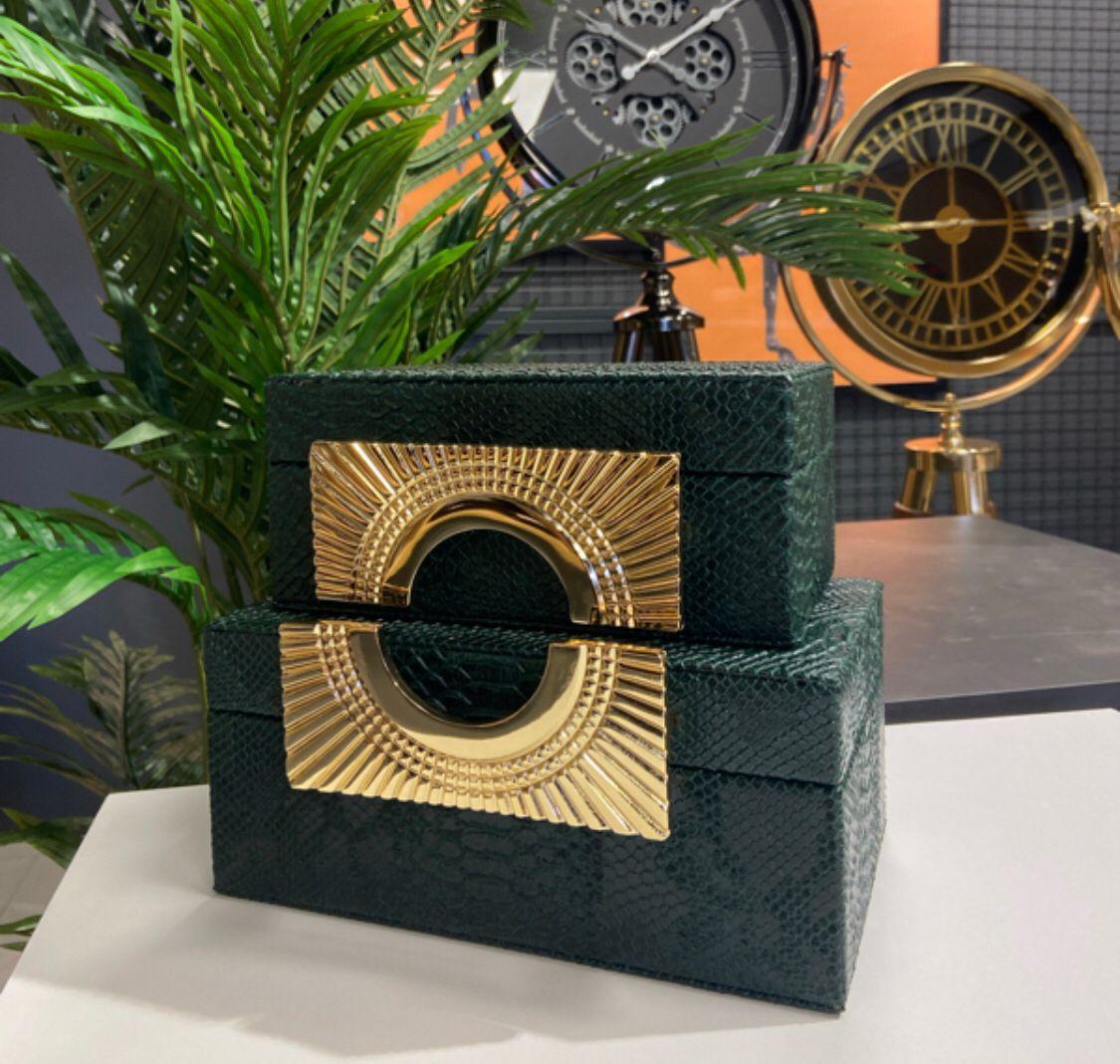 Orange decorative  box with a luxurious gold handle - Image 4