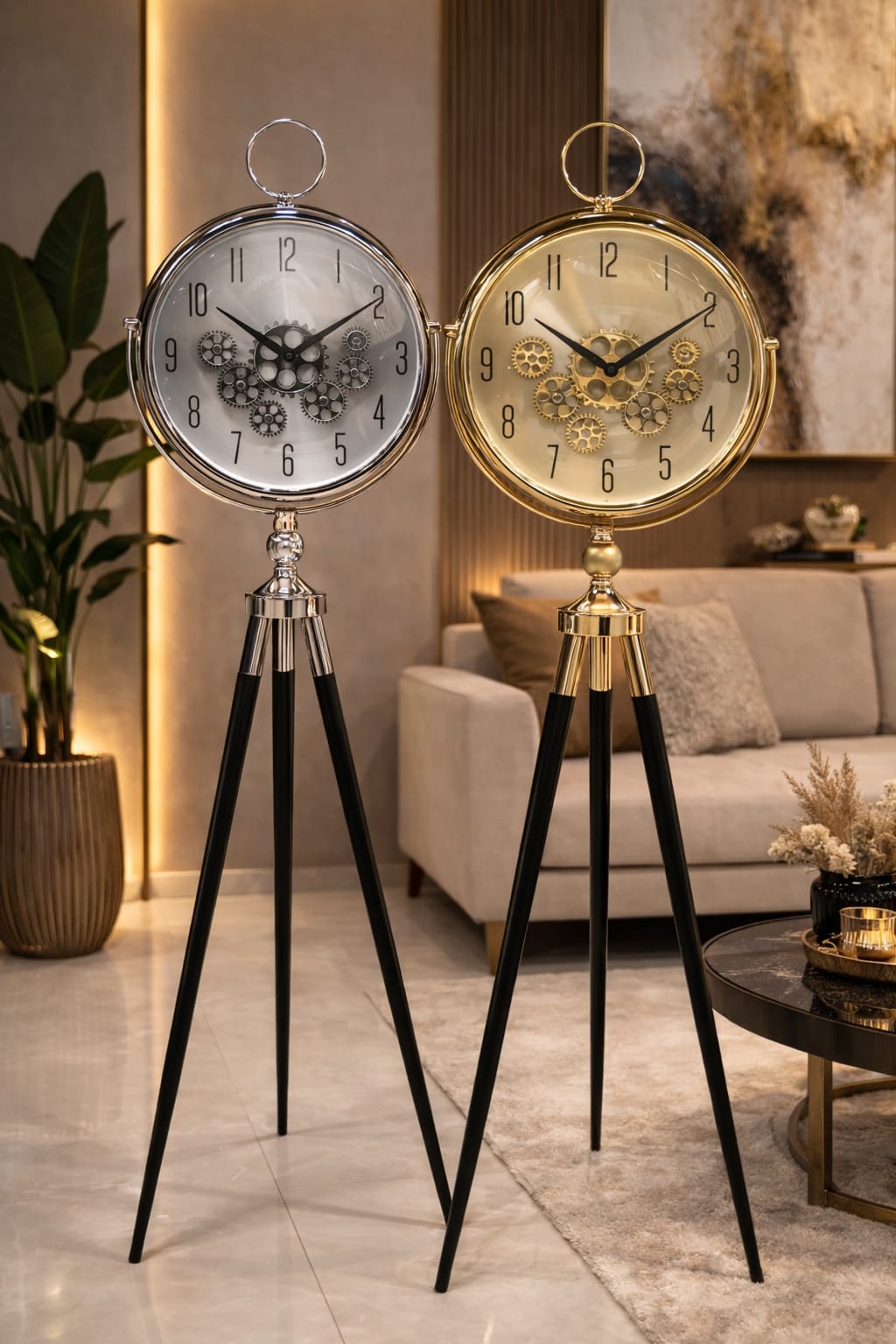 Floor clock silver & gold