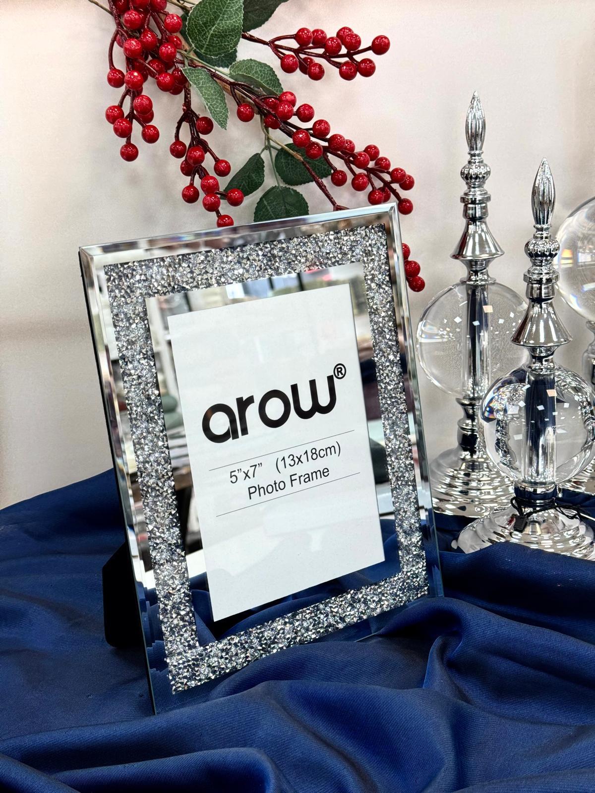 Decorative photo frame featuring a mirrored, crystal-embellished design - Image 4