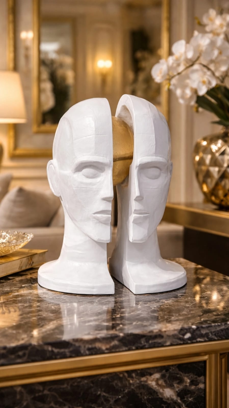 A decorative bust sculpture, often marketed as a "Brain Man" or "Two Pieces Bust" statue