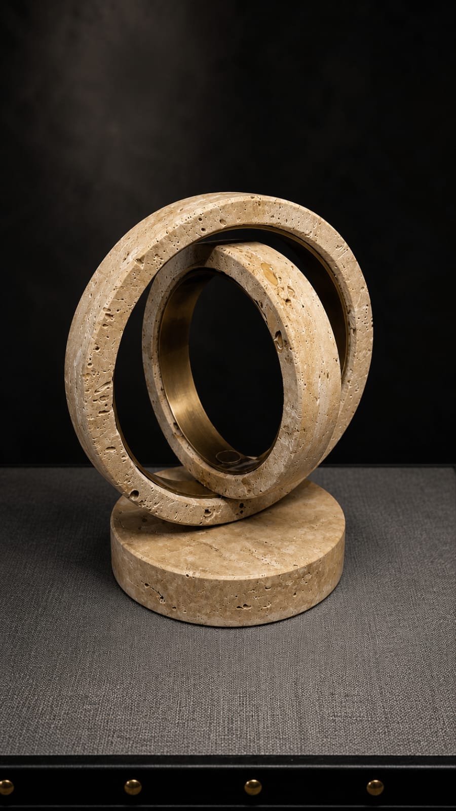 Interlocking travertine stone sculpture