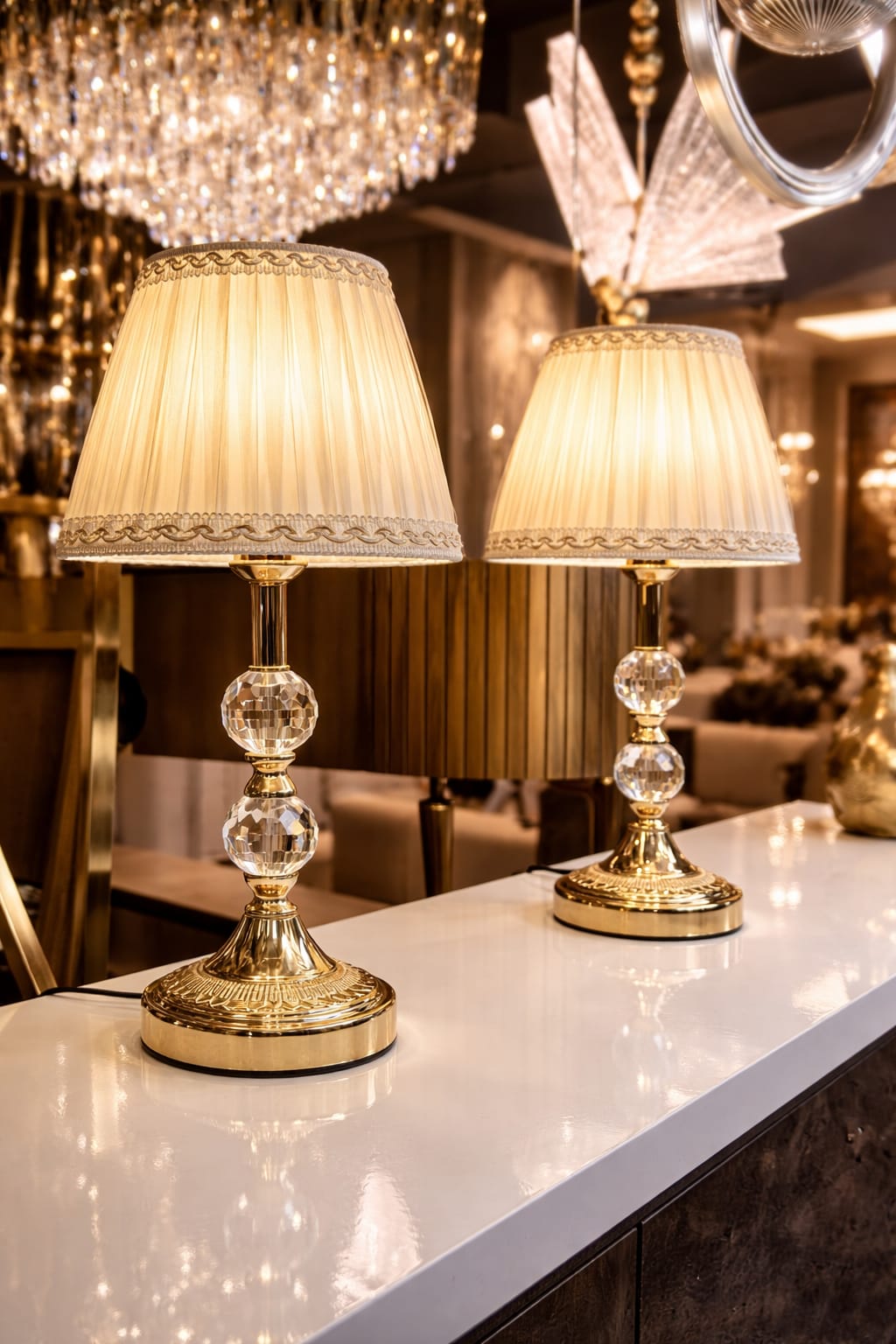 Lampader with crystal stand