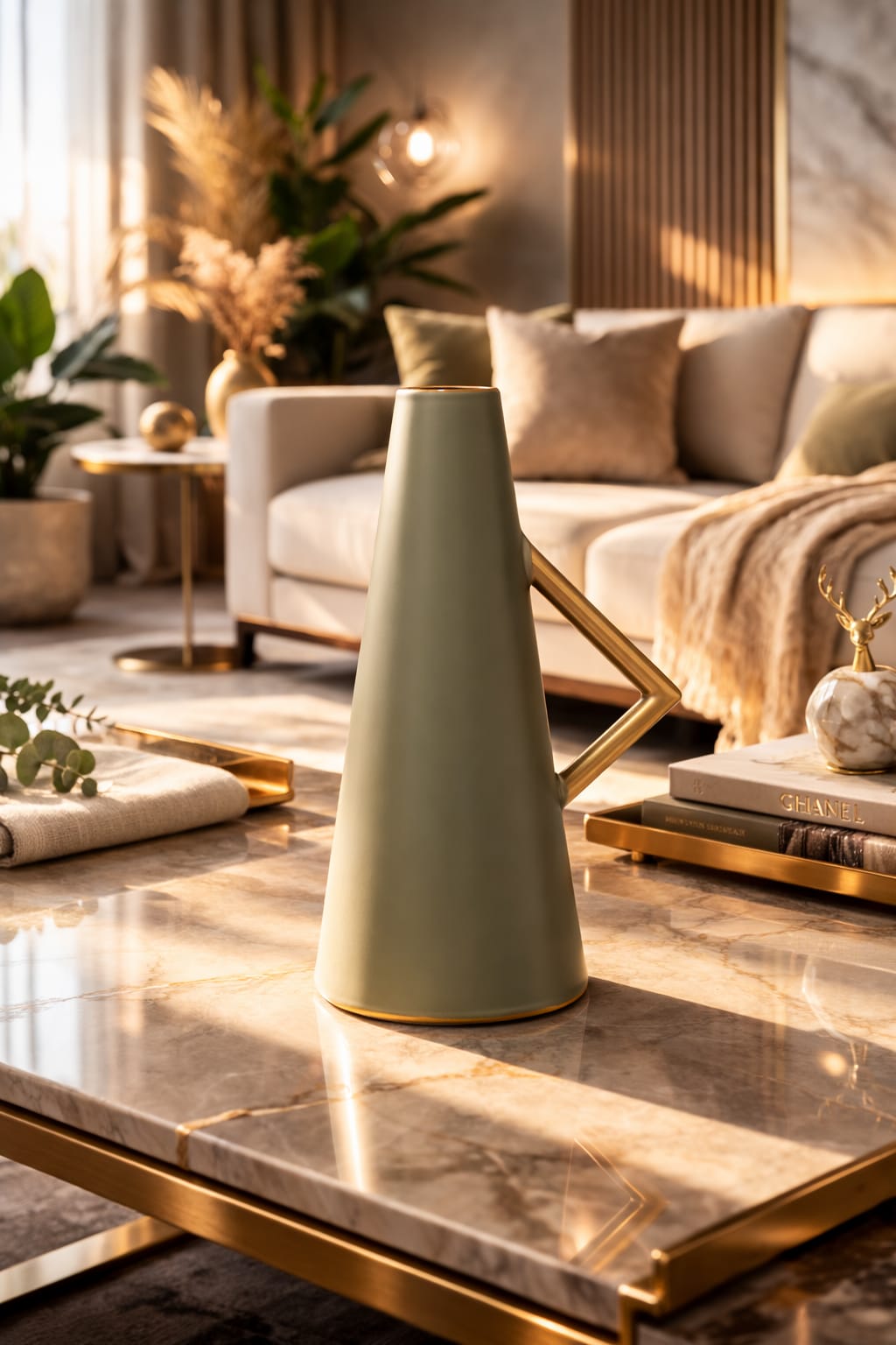 Vase with right golden hand