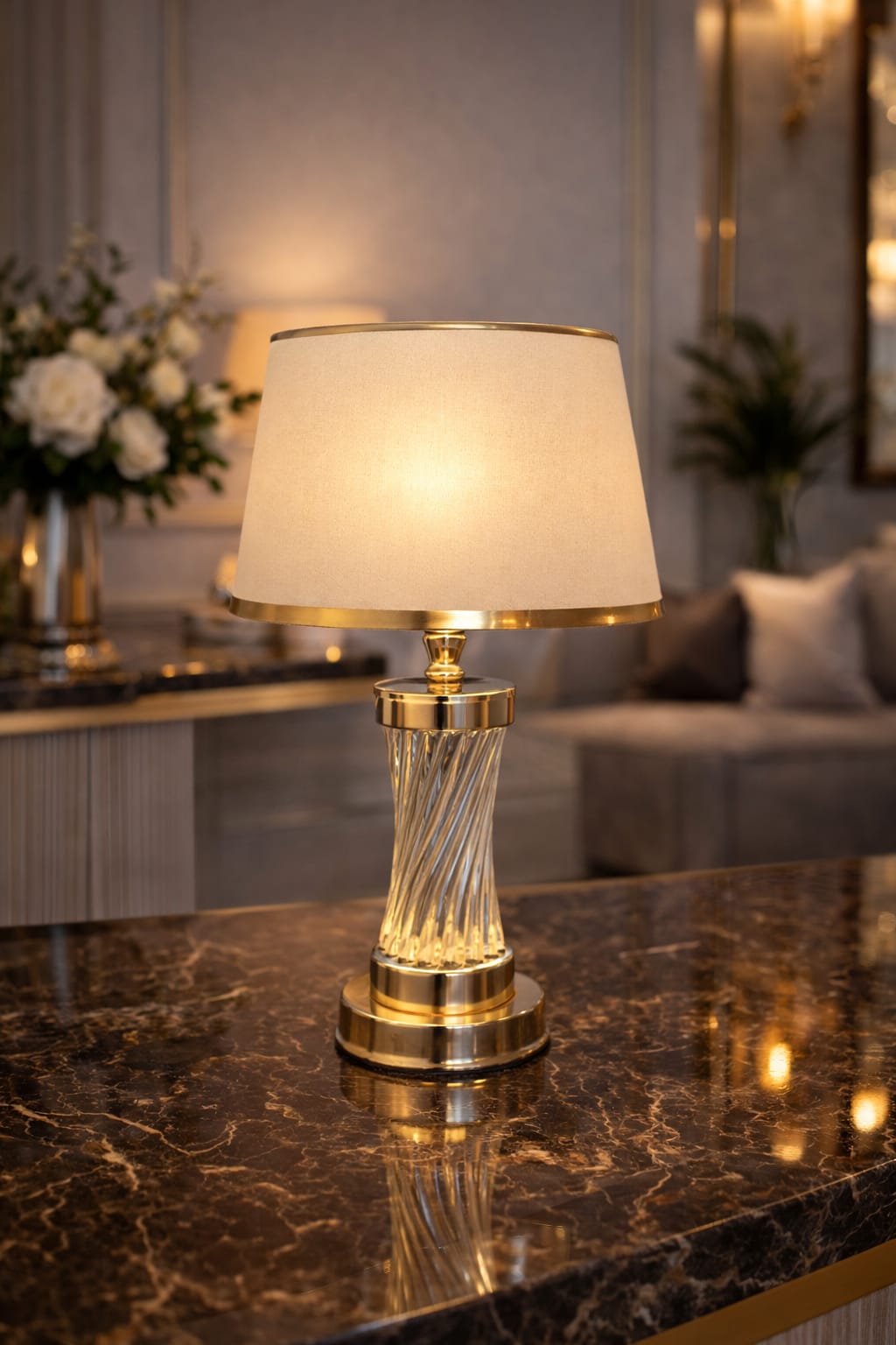 Off white lamps with crystal stand