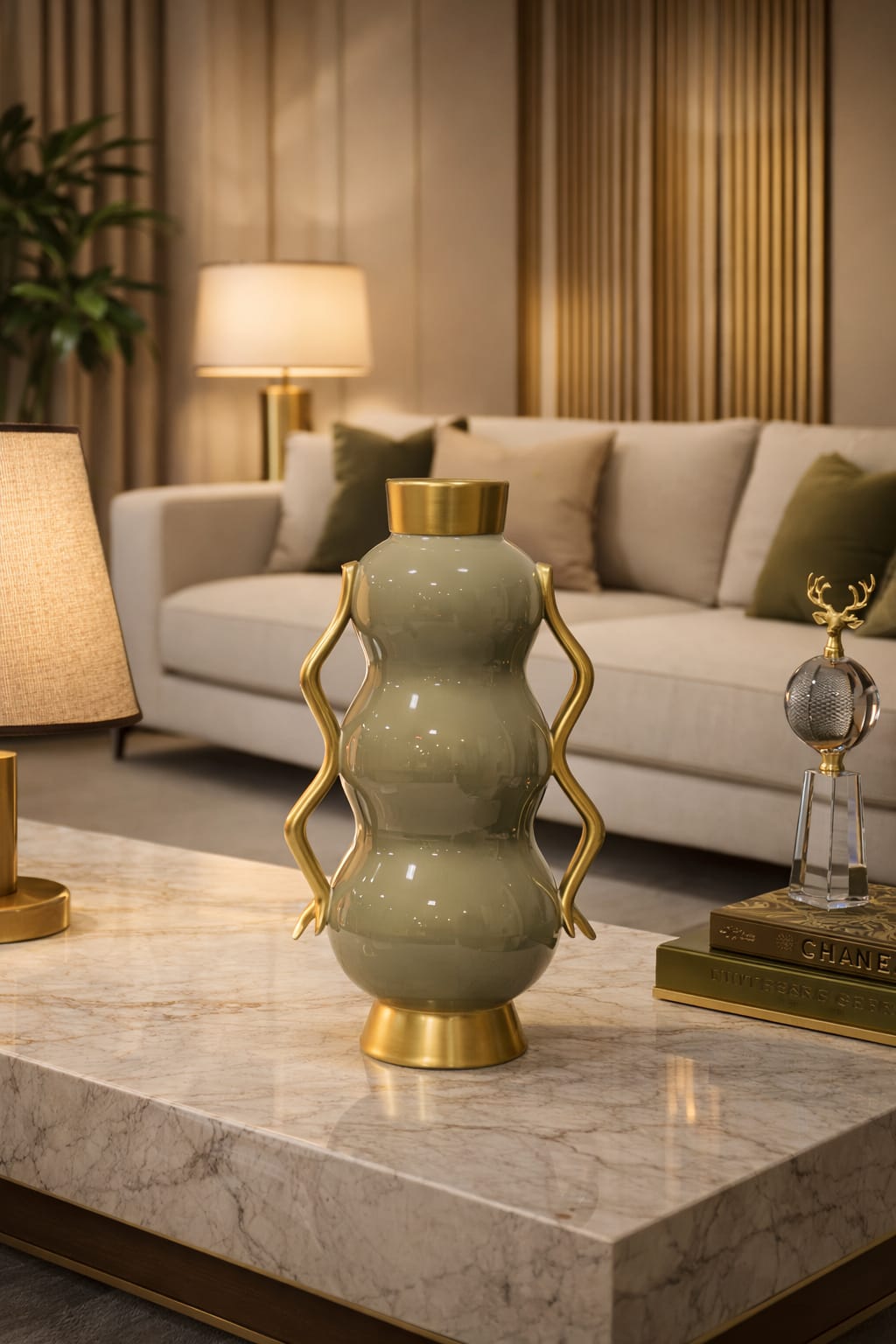 Vase with 2 hands gold