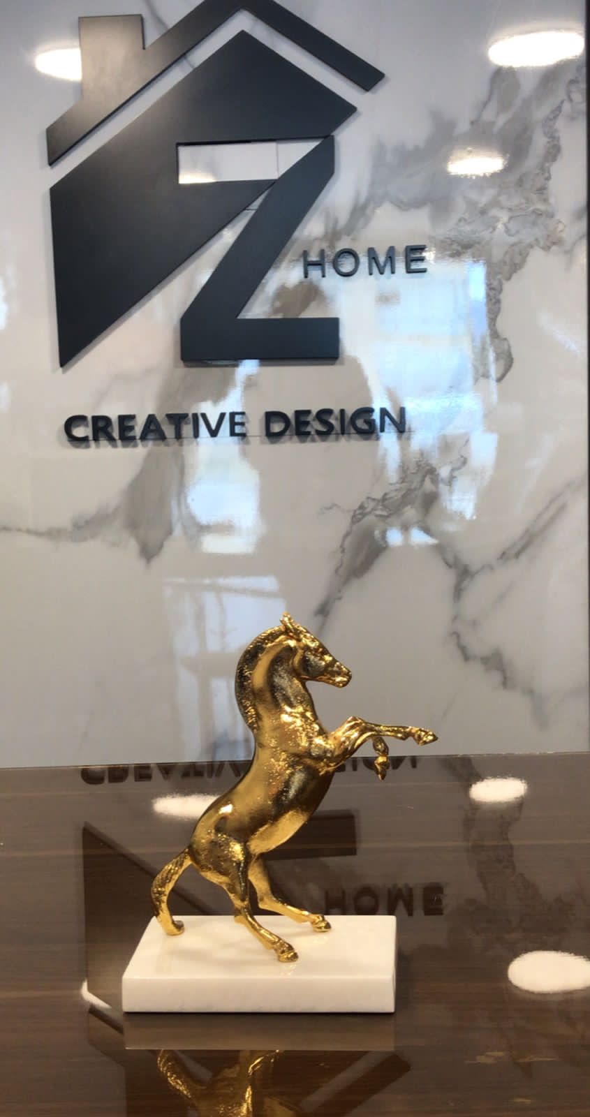 Gold Horse with marble base