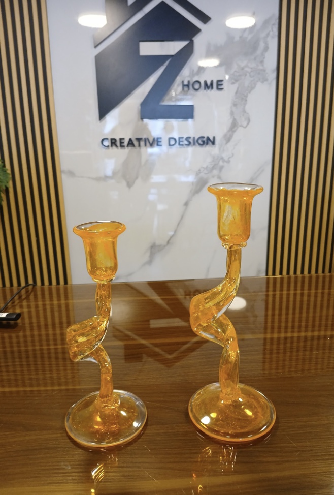 Set of 2 candle holder orange